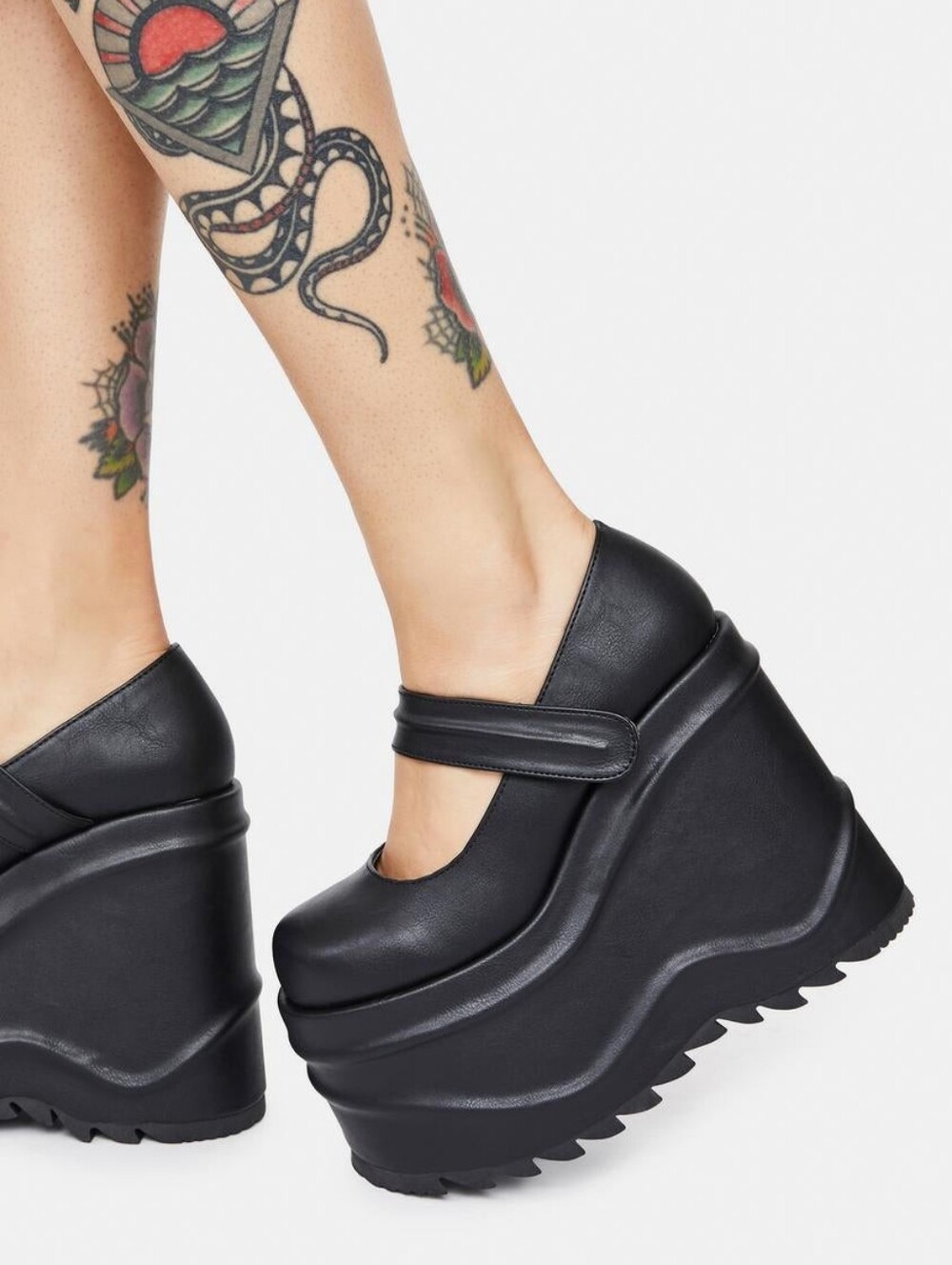 Demonia Black Take A Risk Platform Mary Janes